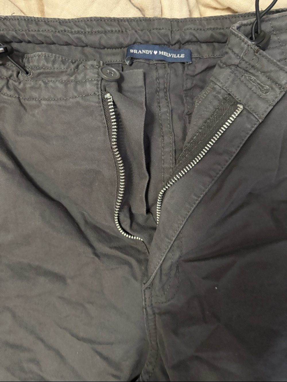 Brandy Melville charcoal black zip-front trousers